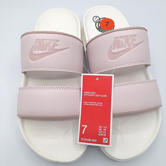 NWT NIKE WOMENS OFFCOURT DUO SLIDES SANDALS BARELY ROSE SIZE 7 - Picture 2 of 10